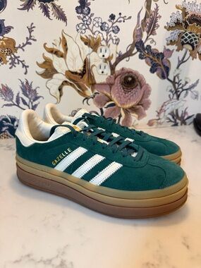 Adidas Gazelle Bold - green suede - size 7.5 women’s